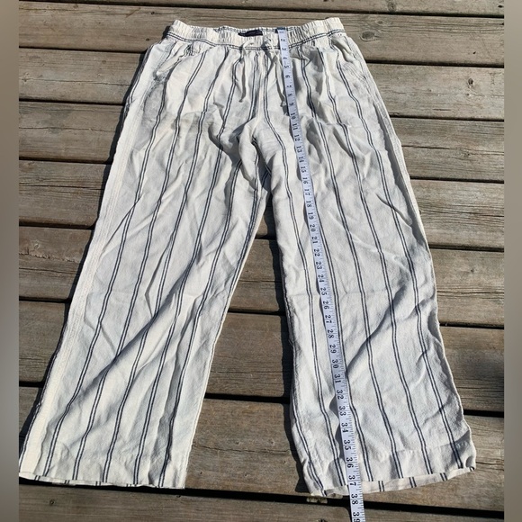 M&S Marks & Spencer Striped Linen Blend Wide Leg Pants - US 10 Long - Picture 7 of 8